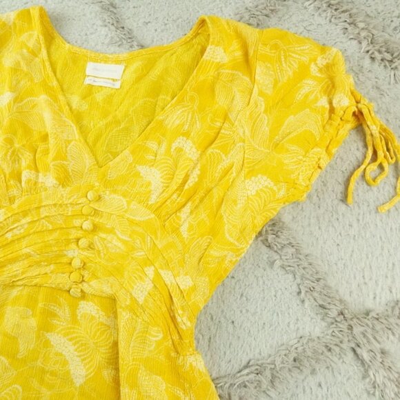 Urban Outfitters Talia Tie Sleeve Mini Dress Womens Small Runch Waist Summer - Picture 4 of 14